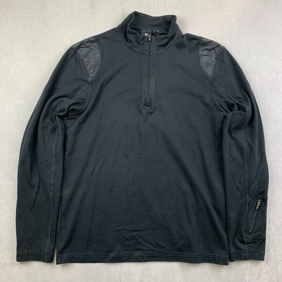 Victorinox Mens Sweater Medium Black 1/4 Zip Long Sleeve Lightweight Outdoor - Picture 1 of 9